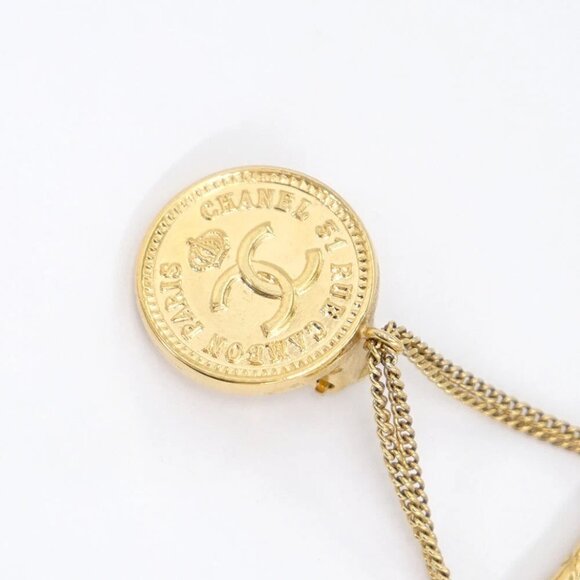CHANEL CC Logos Quilted Bag Round Coin Clip-On Earrings Gold Tone Auth #40086 - Picture 6 of 7
